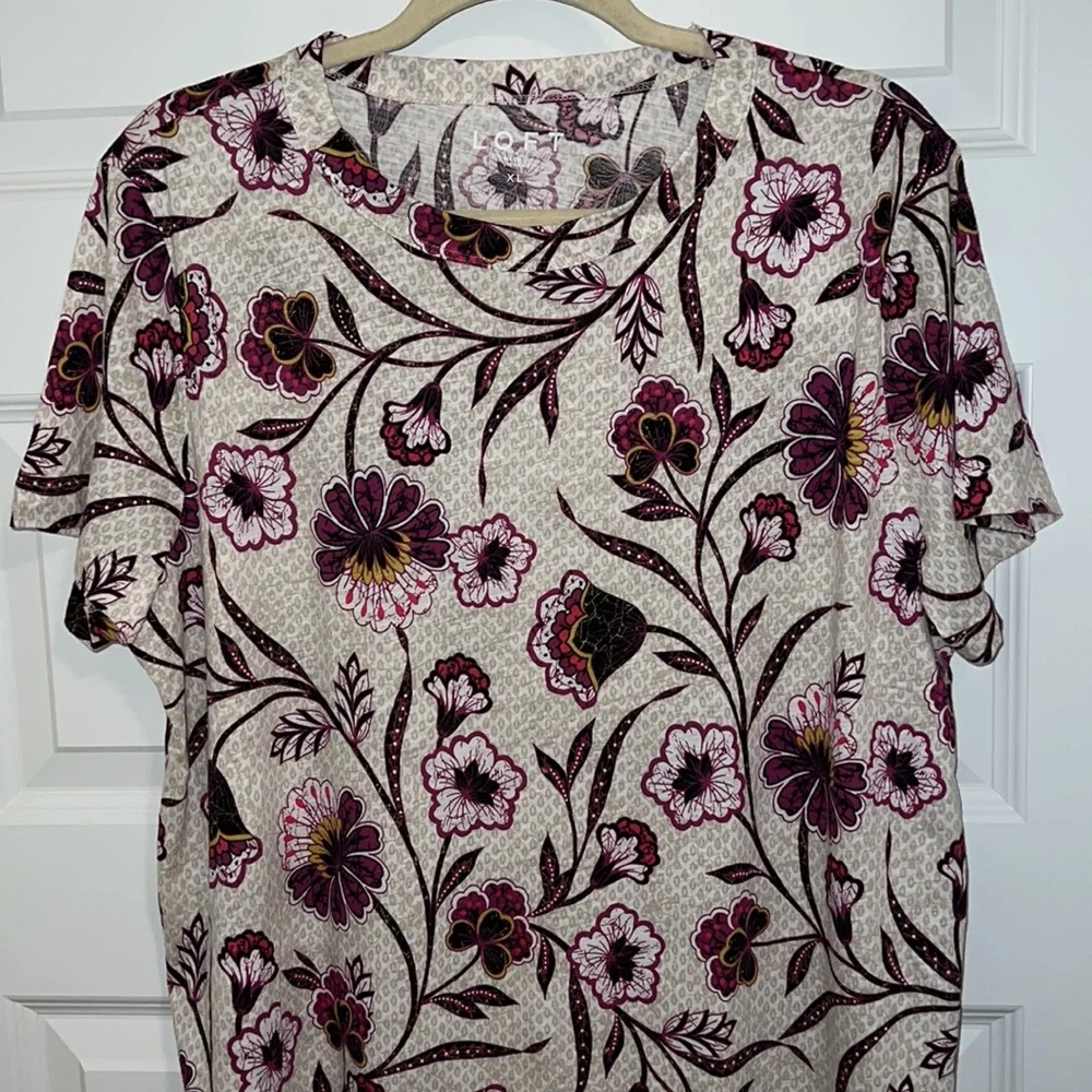 LOFT Botanical Everyday Crew Tee, Size XL, NWT - Picture 5 of 12